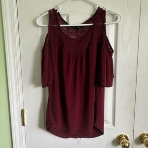 Maroon Open Shoulder Top